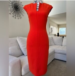 Zara Bold Red/orange Midi Dress